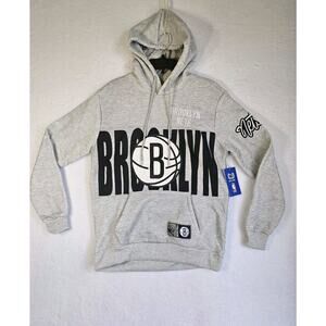 NWT‎ NBA Brooklyn Nets Ultra Game Men's Basketball Pullover Gray Hoodie Sz Med